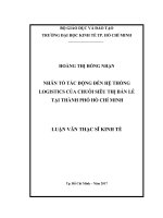 Nhân tố tác động đến hệ thống logistics của chuỗi siêu thị bán lẻ tại Thành phố Hồ Chí Minh