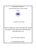 NÂNG CAO HIỆU QUẢ CÔNG TÁC KIỂM TRA, THANH TRA THUẾ TẠI CỤC THUẾ NƯỚC CỘNG HÒA DÂN CHỦ NHÂN DÂN  LÀO