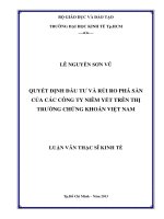 Quyết định đầu tư và rủi ro phá sản của các Công ty niêm yết trên thị trường chứng khoán Việt Nam : Luận văn thạc sĩ
