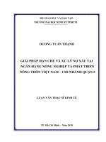 Giải pháp hạn chế và xử lý nợ xấu tại Ngân hàng Nông nghiệp và Phát triển Nông thôn Việt Nam Chi nhánh Quận 5