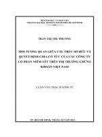 Mối tương quan giữa cấu trúc sở hữu và quyết định chia cổ tức của các Công ty cổ phần miêm yết trên thị trường chứng khoán Việt Nam