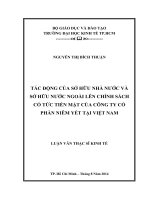 TÁC ĐỘNG CỦA SỞ HỮU NHÀ NƯỚC VÀ  SỞ HỮU NƯỚC NGOÀI LÊN CHÍNH SÁCH CỔ TỨC TIỀN MẶT CỦA CÔNG TY CỔ PHẦN NIÊM YẾT TẠI VIỆT NAM