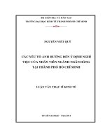 Các yếu tố ảnh hưởng đến ý định nghỉ việc của nhân viên ngành ngân hàng tại TP. HCM