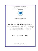 Các yếu tố ảnh hưởng đến ý định mua xanh: trường hợp xăng sinh học E5 tại Thành phố Hồ Chí Minh