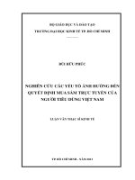 Nghiên cứu các yếu tố ảnh hưởng đến quyết định mua sắm trực tuyến của người tiêu dùng Việt Nam