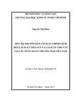 Mức độ truyền dẫn lãi suất chính sách đến lãi suất tiền gửi và lãi suất cho vay tại các ngân hàng thương mại Việt Nam