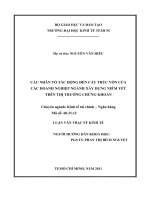 Các nhân tố ảnh hưởng đến cấu trúc vốn của các doanh nghiệp Ngành Xây dựng niêm yết trên thị trường chứng khoán Việt Nam