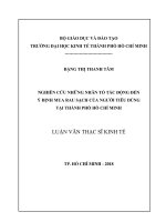 Nghiên cứu những nhân tố tác động đến ý định mua rau sạch của người tiêu dùng tại Thành phố Hồ Chí Minh