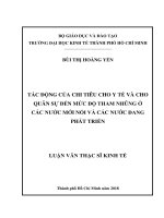 Tác động của chi tiêu cho y tế và cho quân sự đến mức độ tham nhũng ở các nước mới nổi và các nước đang phát triển