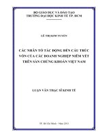 Các nhân tố tác động đến cấu trúc vốn của các doanh nghiệp niêm yết trên sàn chứng khoán Việt Nam