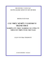 Cấu trúc sở hữu và hành vi tránh thuế nghiên cứu thực nghiệm các công ty niêm yết tại TTCK Việt Nam