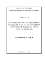 Các nhân tố ảnh hưởng đến việc áp dụng kế toán quản trị trong các doanh nghiệp nhỏ và vừa thuộc lĩnh vực phi tài chính ở Thành phố Hồ Chí Minh