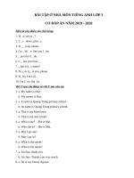 Phiếu bài tập ôn tập lớp 2 nghỉ dịch Corona số 1 Tiếng anh