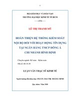 Hoàn thiện hệ thống kiểm soát nội bộ đối với hoạt động tín dụng tại Ngân hàng TMCP Đông Á chi nhánh Bình Định
