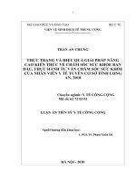 Thực trạng và hiệu quả giải pháp nâng cao kiến thức về chăm sóc sức khỏe ban đầu, thực hành tư vấn chăm sóc sức khỏe của nhân viên y tế tuyến cơ sở tỉnh long an, 2018 
