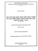 Một số giải pháp thúc đẩy phát triển du lịch bền vững thành phố Cần Thơ thời kỳ 2005-2010