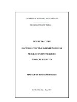 Factors affecting intentions to use mobile content services in Ho Chi Minh city