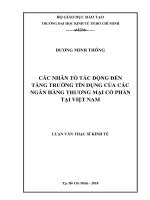 Các nhân tố tác động đến tăng trưởng tín dụng của các ngân hàng thương mại cổ phần tại Việt Nam
