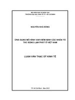 Ứng dụng mô hình Var kiểm định các nhân tố tác động lạm phát ở Việt Nam : Luận văn thạc sĩ