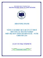 Nâng cao hiệu quả quản lý thuế đối với các doanh nghiệp trên địa bàn tỉnh Champasack - nước CHDCND Lào