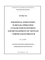 Emotional exhaustion in retail operation at Bank for Investment and Development of Vietnam – North Saigon branch