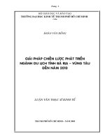 Giải pháp chiến lược phát triển ngành du lịch tỉnh Bà Rịa-Vũng Tàu đến năm 2010