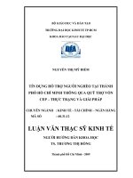 Tín dụng hỗ trợ người nghèo tại thành phố Hồ Chí Minh thông qua quỹ trợ vốn CEP - Thực trạng và giải pháp