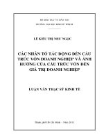 Các nhân tố tác động đến cấu trúc vốn doanh nghiệp và ảnh hưởng của cấu trúc vốn đến giá trị doanh nghiệp