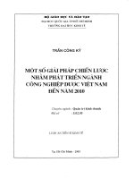 Một số giải pháp nhằm phát triển ngành công nghiệp dược Việt Nam đến năm 2010
