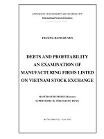 Debts and profitability: An examination of manufacturing firms listed on Vietnam stock exchange : Luận văn thạc sĩ