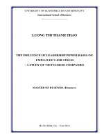 The influence of leadership power bases on employee''''s job stress - A study of Vietnamese companies