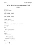 Bài tập dài môn lý thuyết điều khiển tuyến tính