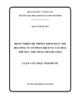 Hoàn thiện hệ thống kiểm soát nội bộ Công ty Cổ phần Dịch vụ Văn hoá Thể dục Thể thao Thành Long