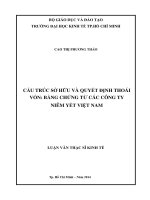 Cấu trúc sở hữu và quyết định thoái vốn: Bằng chứng từ các công ty niêm yết Việt Nam