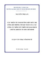 Các nhân tố ảnh hưởng đến mức độ công bố thông tin kế toán của các công ty niêm yết trên Sở giao dịch chứng khoán TP. Hồ Chí  Minh
