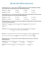 ĐỀ THI THỬ TIẾNG ANH THI tốt NGHIỆP