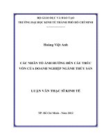 Các nhân tố ảnh hưởng đến cấu trúc vốn của doanh nghiệp ngành thủy sản