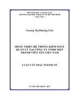 Hoàn thiện hệ thống kiểm soát quản lý tại Công ty TNHH Một thành viên Tex Việt Nam