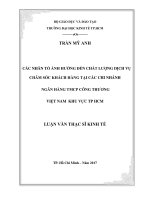 Các nhân tố ảnh hưởng đến chất lượng dịch vụ chăm sóc khách hàng  tại các chi nhánh ngân hàng TMCP Công thương Việt Nam khu vực TP.HCM