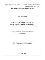 NGHIÊN CỨU PHÂN VÙNG CHỨC NĂNG PHỤC VỤ TỔ CHỨC KHÔNG GIAN QUẢN LÝ TÀI NGUYÊN VÀ MÔI TRƯỜNG TẠI TỈNH PHÚ THỌ.LUẬN ÁN TIẾN SỸ