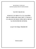 Đánh giá tác động của loại hình truyền thông đến nhận thức và hành vi của phụ huynh trong tiêm chủng trẻ em tại TP. HCM