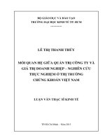 Mối quan hệ giữa quản trị công ty và giá trị doanh nghiệp - nghiên cứu thực nghiệm ở thị trường chứng khoán Việt Nam