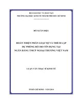 Hoàn thiện phân loại nợ và trích lập dự phòng rủi ro tín dụng tại ngân hàng TMCP ngoại thương Việt Nam