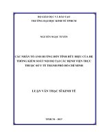 Các nhân tố ảnh hưởng đến tính hữu hiệu của hệ thống kiểm soát nội bộ tại các bệnh viện trực thuộc Sở Y tế TP.HCM