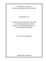 Các nhân tố ảnh hưởng đến sự hữu hiệu của hệ thống kiểm soát nội bộ trong các doanh nghiệp nhỏ và vừa tại Tp. Hồ Chí Minh