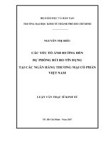 Các yếu tố ảnh hưởng đến dự phòng rủi ro tín dụng tại các ngân hàng thương mại cổ phần Việt Nam