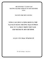 Nâng cao chất lượng dịch vụ thẻ tại Ngân hàng Thương mại cổ phần Đầu tư và Phát triển Việt Nam chi nhánh Thành phố Hồ Chí Minh