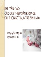 KHUYẾN CÁO CÁC CAN THIỆP SẢN KHOA ĐỂ CẢI THIỆN KẾT CỤC TRẺ SINH NON