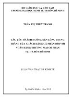 CÁC YẾU TỐ ẢNH HƯỞNG ĐẾN LÒNG TRUNG THÀNH CỦA KHÁCH HÀNG CÁ NHÂN ĐỐI VỚI NGÂN HÀNG THƯƠNG MẠI CỔ PHẦN  TẠI TP.HỒ CHÍ MINH