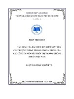 Tác động của đặc điểm ban kiểm soát đến chất lượng thông tin báo cáo tài chính của các công ty niêm yết trên thị trường chứng khoán Việt Nam